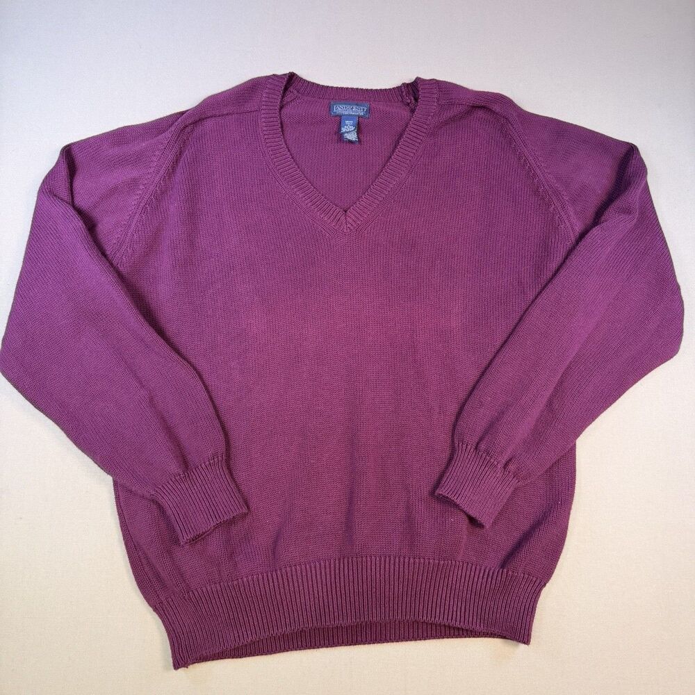 VTG Lands End Sweater Men's Tall Large Red/Maroon Made in USA Knit Sweater